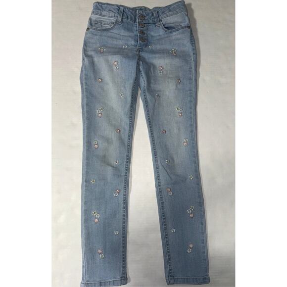 Thereabout Girls 8 Skinny Jeans Floral Embroidered School Fall Causal Everyday - Picture 1 of 10